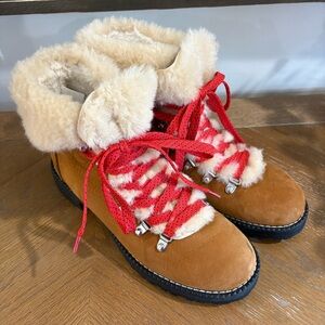 J. Crew Women’s Nordic Brown Boots with Red Laces - 10